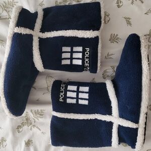 Blue and White Police Box Slippers